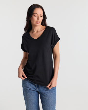 V Neck Batwing Relaxed T-Shirt