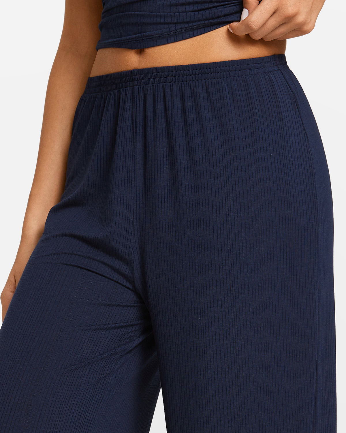 SOULVOR Wide Leg Casual Pants Deep Ocean Blue @model_info:A3
